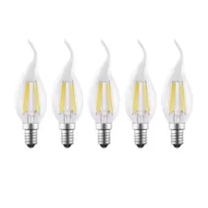 4.5 Watts E14 LED Bulb Clear Flame Tip Warm White Dimmable, Pack of 5