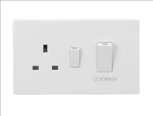 KnightsBridge 45A DP Cooker Switch and 13A Socket (White Rocker)