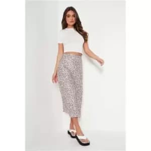 I Saw It First White Floral Satin Maxi Skirt - Blue