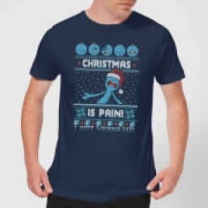 Rick and Morty Mr Meeseeks Pain Mens Christmas T-Shirt - Navy - L