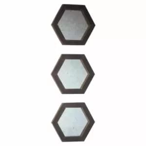 Crossland Grove Cowford Set Of 3 Hexagonal Mirrors Grey - 355 x 305mm
