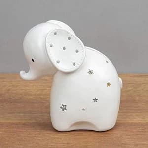 Bambino White Resin Money Box - Baby Elephant