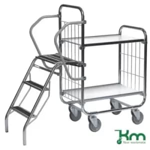 Slingsby Konga Order Picking Trolleys With Retractable Steps and 2 Shelves