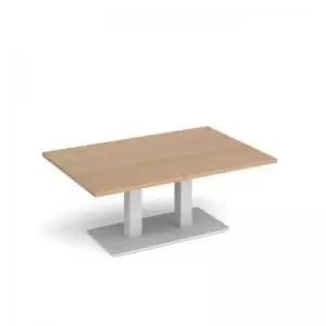 Eros rectangular coffee table with flat white rectangular base and