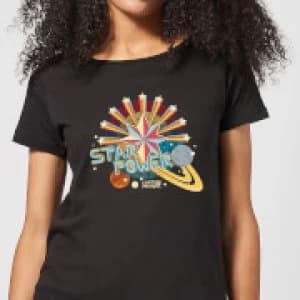 Captain Marvel Star Power Womens T-Shirt - Black