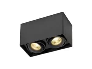 Stom Surface Mounted Adjustable Rectangular Spotlight, 2 Light GU10, Sand Black