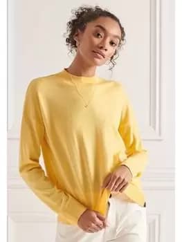 Superdry Merino Mock Neck Knit - Yellow, Yellow, Size 10, Women