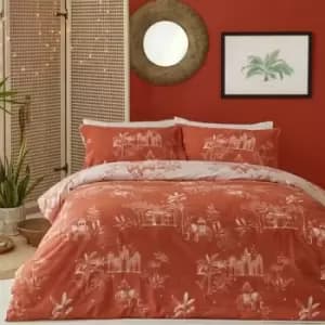 Furn Jaipur Elephant Duvet Cover Set (Double) (Paprika Red) - Paprika Red