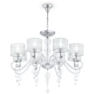 Bubble Dreams Chandelier Chrome with Faric Shades, 8 Light, E14