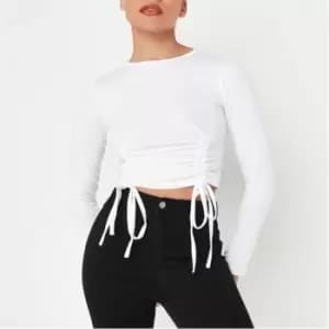 Missguided Cap Sleeve Ruched Front Ls Tee - White