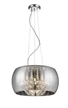 Deni 6 Light Chrome Crystal Pendant Ceiling Light