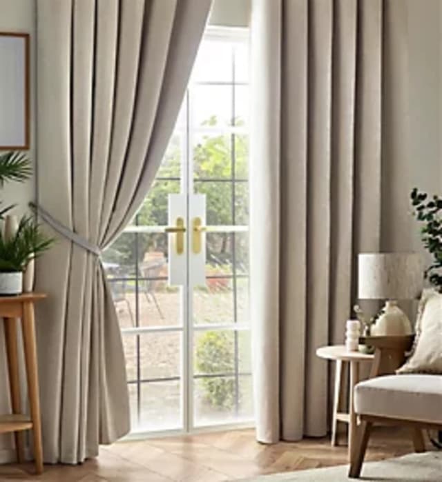 Chenille Triple Woven Ready Made Blackout Curtains Cream