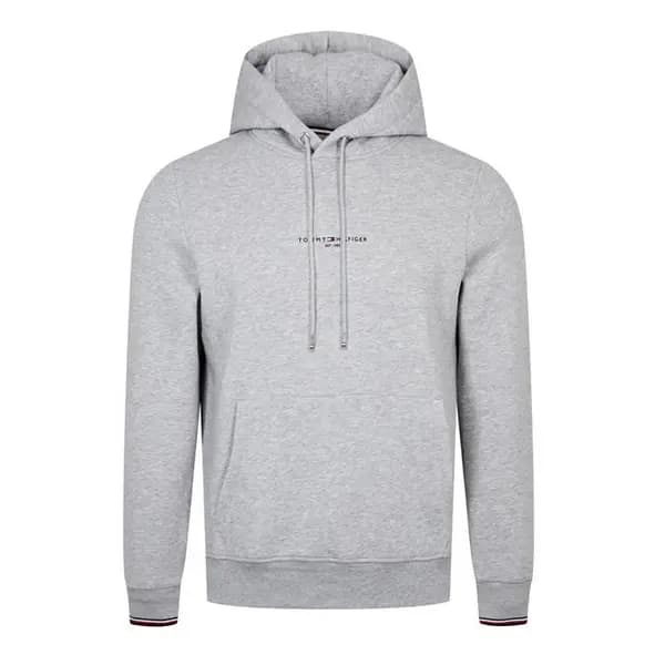 Tommy Hilfiger Logo Tipped Hoodie - Light Grey