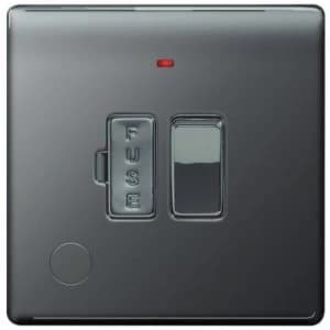 Wickes 13A Switched Fused Socket + LED Screwless Flate Plate Black Nickel