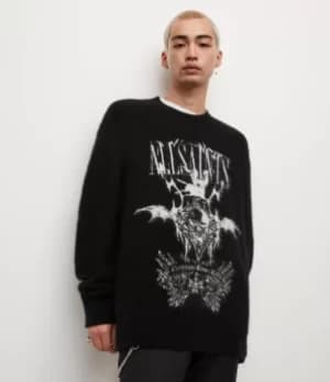 AllSaints Mens Meta Crew Jumper, Black/White, Size: M