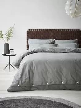 Content By Terence Conran Washed Texture Cotton Duvet Cover Set - Grey