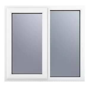 Crystal uPVC Window A Rated Left Hand Side Hung next to a Fixed Light 1190mm x 1115mm Obscure Glazing - White