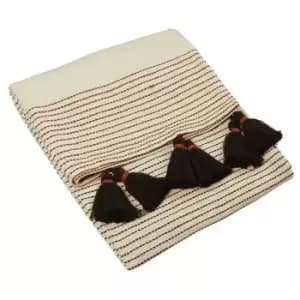 Furn - Banda Tassel Throw (One Size) (Pecan/Black) - Pecan/Black