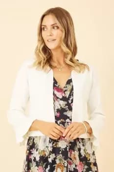 Ivory Cropped Cardigan With Bell Sleeves