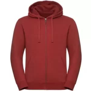 Russell Mens Authentic Melange Zip Hoodie (M) (Brick Red Melange)