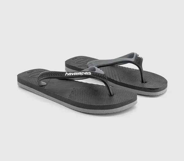 Havaianas Mens Dual Flip Flops Black Steel Grey, 11/12