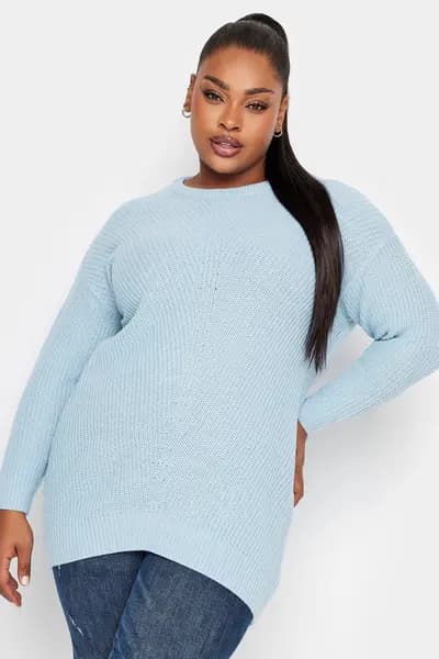 Yours Chunky Knitted Jumper Light Blue