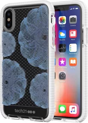 SAP Genuine Tech21 Evo Check Evoke Fancy TOUGH Clear Blue Case Cover For iPhone X