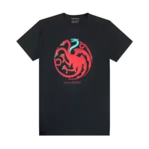 Game of Thrones Mens Ice and Fire Dragons Emblem T-Shirt (M) (Black)