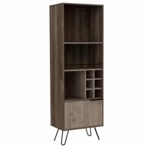 Nevada Tall Bar Cabinet with Hairpin Legs, Oak