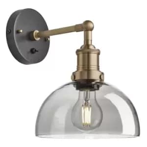 Industville Brooklyn 8" Tinted Glass Dome Pendant / Smoke Grey Tinted Glass and Pewter Holder