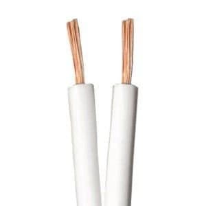 Zexum White 2.2mm 2 Core 42 Strand Figure of 8 Twin Speaker Audio Surround Sound Car Cable - 1 Meter