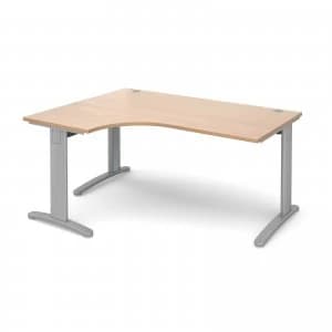 TR10 Deluxe Left Hand Ergonomic Desk 1600mm - Silver Frame Beech Top
