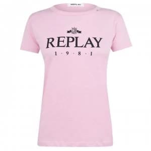 Replay 1981 Logo T Shirt - Pink 066