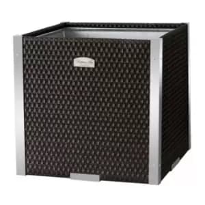 Poly Rattan Cube Planter with Decorative Aluminium Trim (Dark Brown)