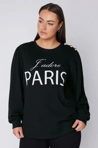 Evans Slogan Embroided Sweatshirt Black