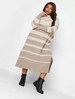 Yours Graduated Stripe Turtle Neck Dress, Natural, Size 14-16, Women