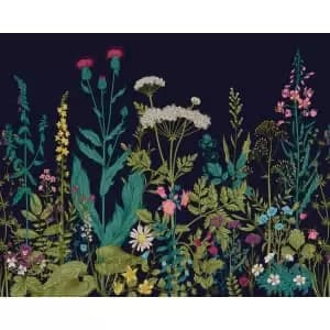Origin Murals Botanical Fleur Indigo Wall Mural - 3.5m x 2.8m