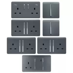 Trendi Kitchen Starter Lightswitch And Socket Kit - Warm Grey