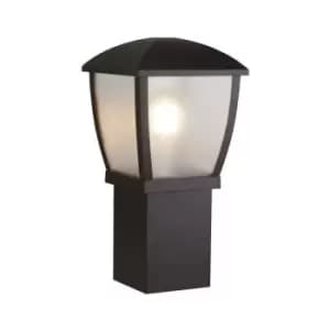 Searchlight Seattle Outdoor Post (450mm Height) - Black With Clear Frosted Panels