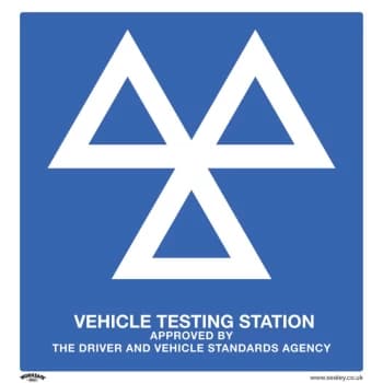 Safety Sign - MOT Testing Station - Rigid Plastic - Pack of 10