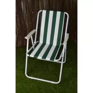 2 Pack of Folding Camping / Picnic Chair in Green and White Garden Patio