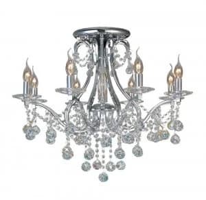 Semi Flush Ceiling 8 Light Polished Chrome, Crystal