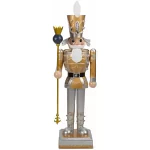 80cm LED Light Up Novelty Christmas Nutcracker Decoration Indoor Home - Gold and White|#f2be3b|White