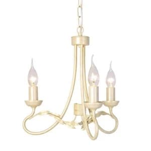 Chandelier 3 Light Ivory, Gold Finish, E14