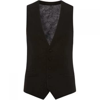 Label Lab Daiquiri Skinny Fit Tonal Geo Waistcoat - Black
