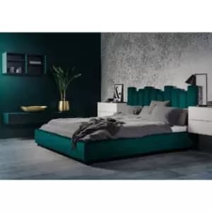 Glexton Upholstered Beds - Plush Velvet, King Size Frame, Green - Green