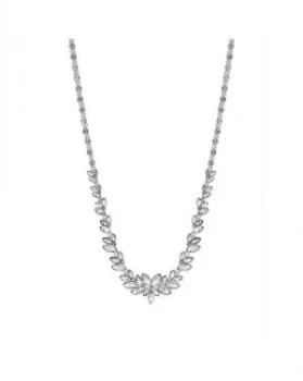 Silver Plated Leaf Stone Allway Necklace