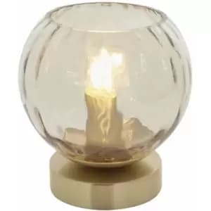Loops - Table Lamp - Satin Brass Plate & Champagne Lustre Glass - 25W E14 golf