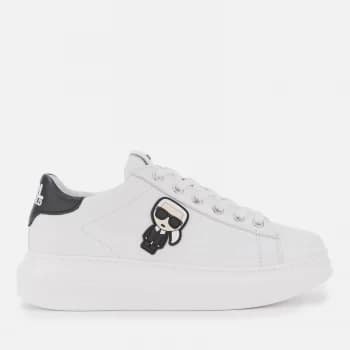 KARL LAGERFELD Womens Kapri Karl Ikonic Leather Chunky Trainers - White/Black - UK 4