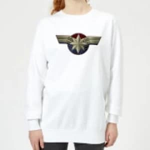 Captain Marvel Chest Emblem Womens Sweatshirt - White